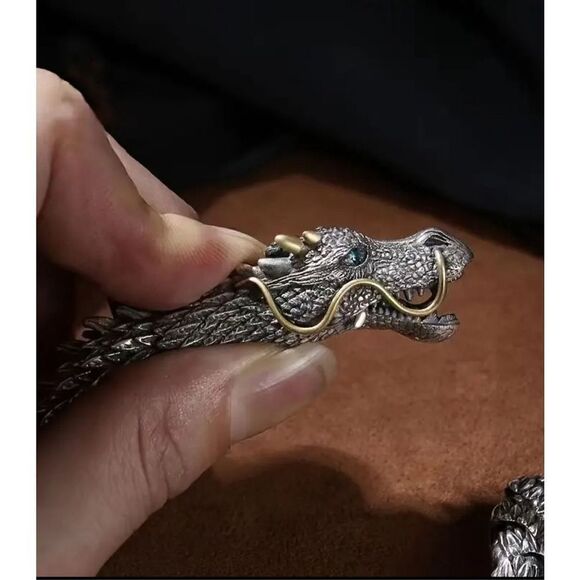 Retro Dragon Head Bracelet, Men's Domineering And Trendy Jewelry, - Picture 5 of 7